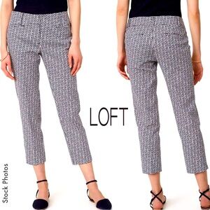 LOFT Maze Riviera Cropped Pants Marisa Fit Navy White (10)